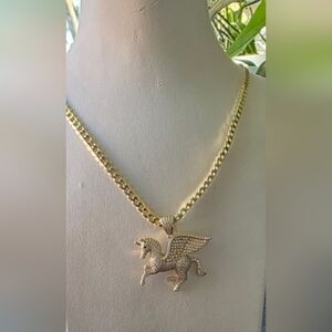 Gold Pegasus Pendant Necklace